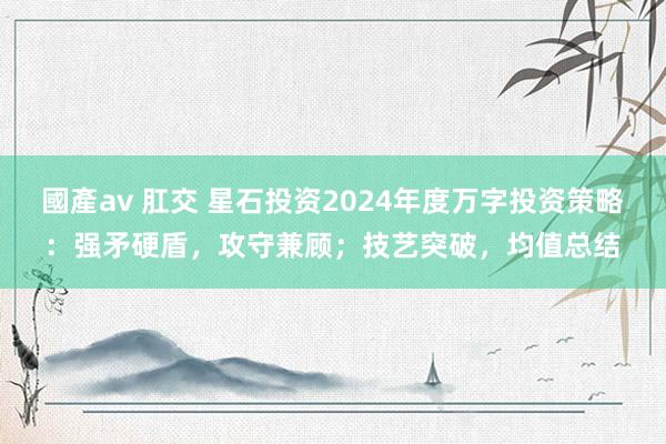 國產av 肛交 星石投资2024年度万字投资策略：强矛硬盾，攻守兼顾；技艺突破，均值总结